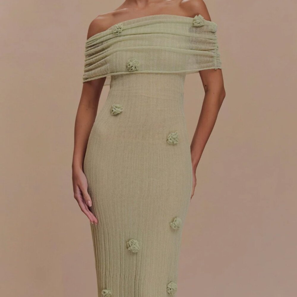 Brynn Orchid Knit Maxi Dress Pastel Green